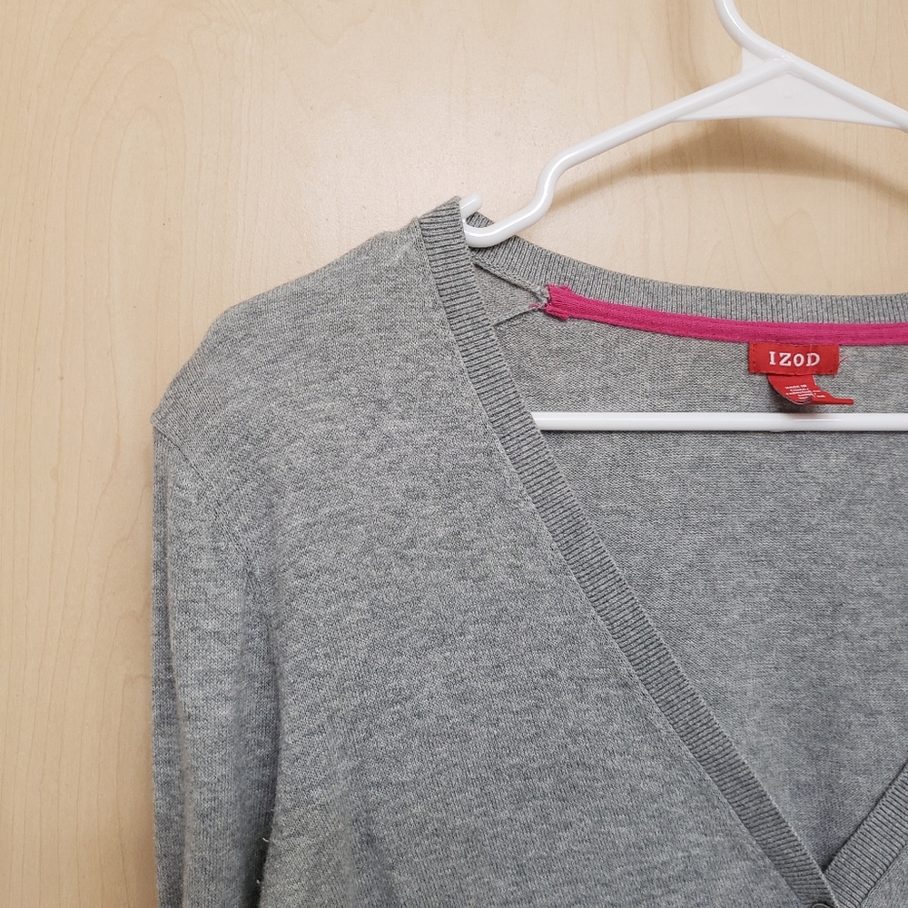 Gray Izod V-neck Button Up Cardigan